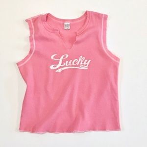 Lucky Brand Sleeveless Waffle Knit Pink Top